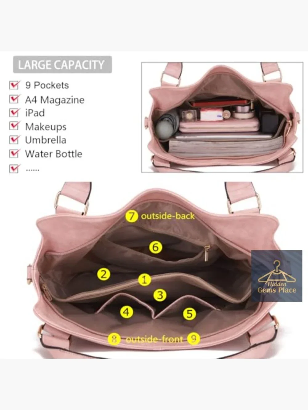 Large PU Leather Hobo Tote Shoulder Bag Crossbody Wallet Set 4pcs